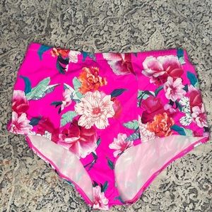 Torrid Pink and floral bathing suit bottom